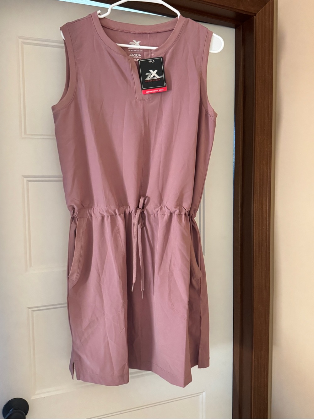 ZeroXposur Sleeveless Drawstring Midi Dress - Mauve Pink